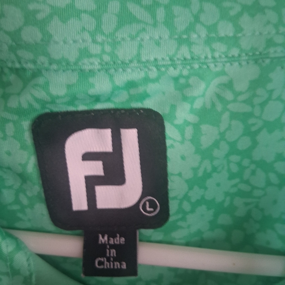 Foot Joy Green Floral Rail Cup Embroidered Golf Shirt L - Picture 4 of 7